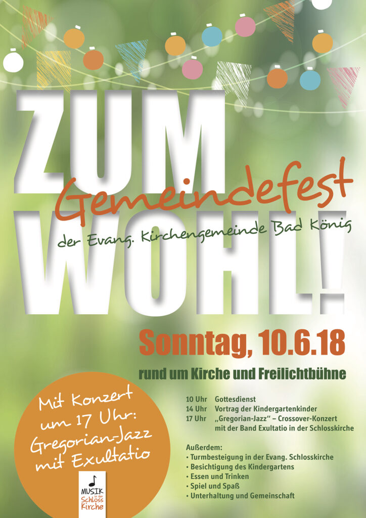 Plakat zum Gemeindefest am 10.06.2018, Thema: Zum Wohl!